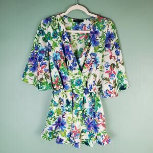 Honey Punch Tropical Floral Print Wrap Romper Size Medium